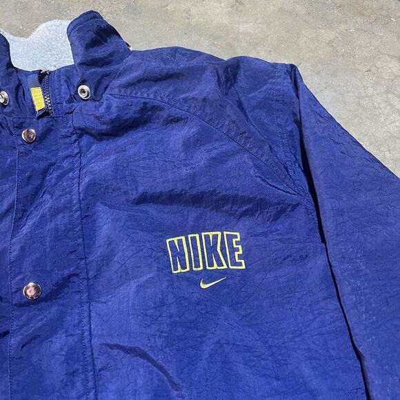 Vintage 90s Nike Navy Lined Bomber Snap Jacket - Picture 2 of 5